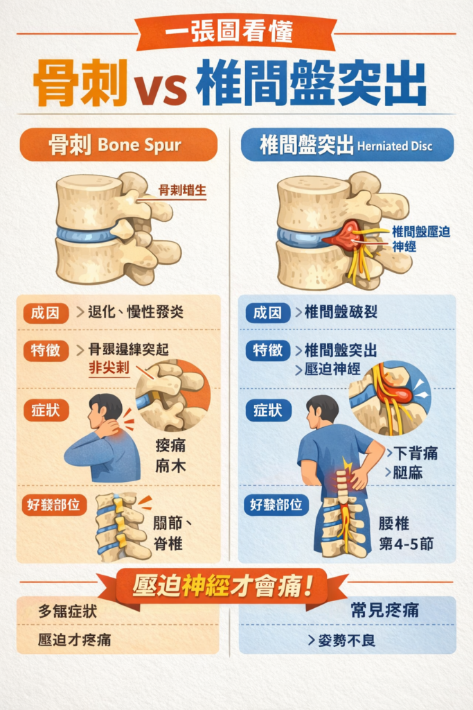 長骨刺與椎間盤突出的差異